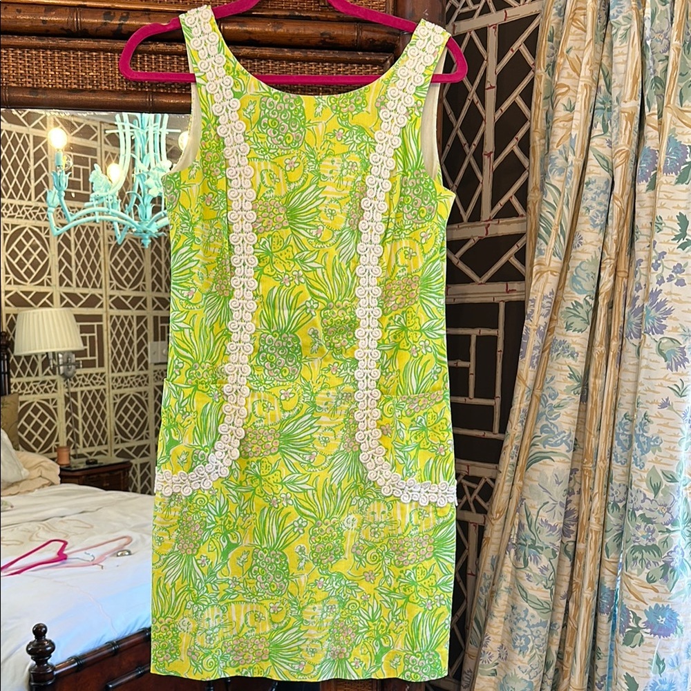 Lilly Pulitzer Green and Yellow Sheath Mini Dress